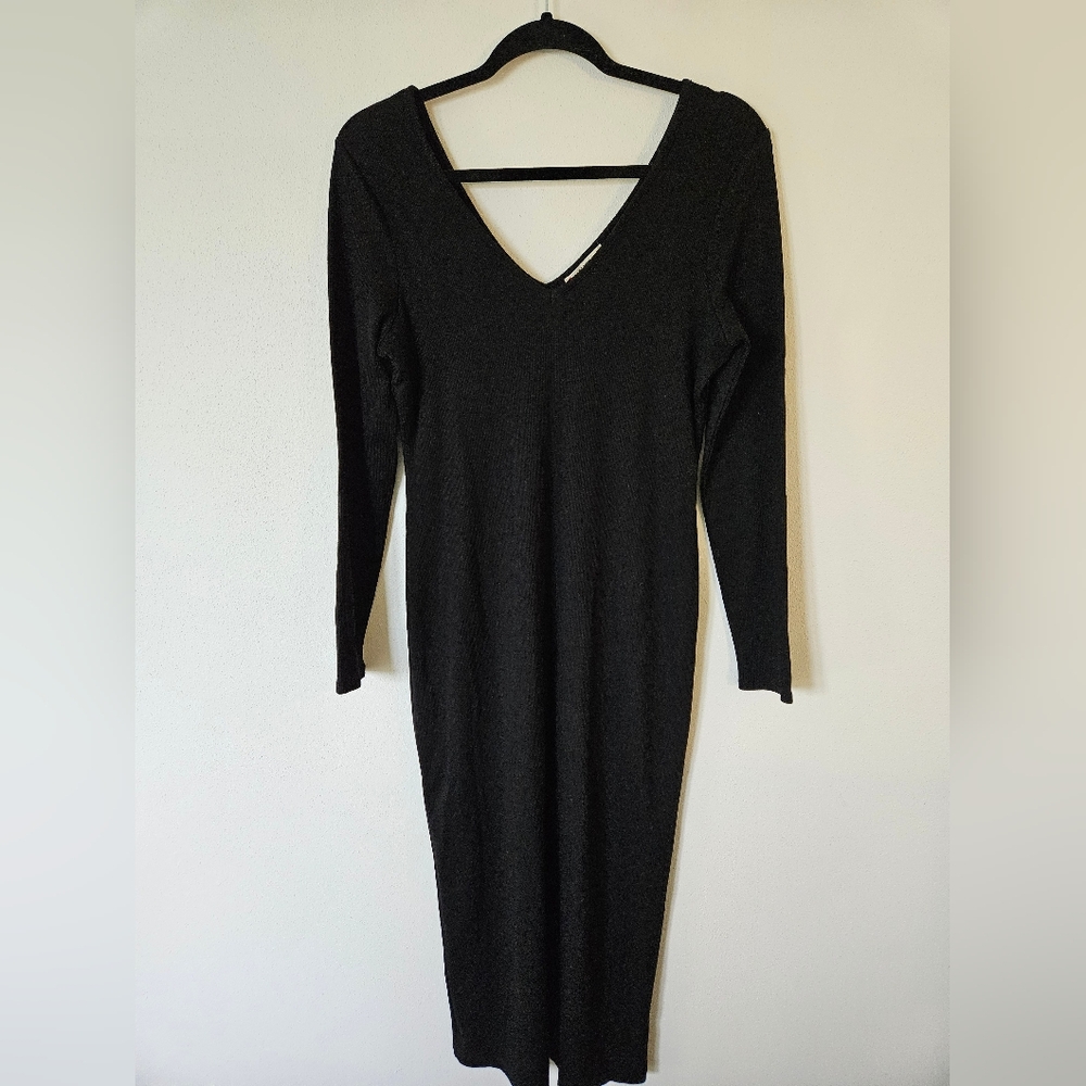 Marine Layer Lexi Ribbed V Neck Dress Medium